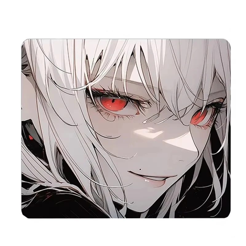 Japan Anime Sweet Cool Charming Girl Glass Gaming Mouse Pad Smooth Desk Pad E-Sports Office Desk Pad PC Custom Pattern Mousepads