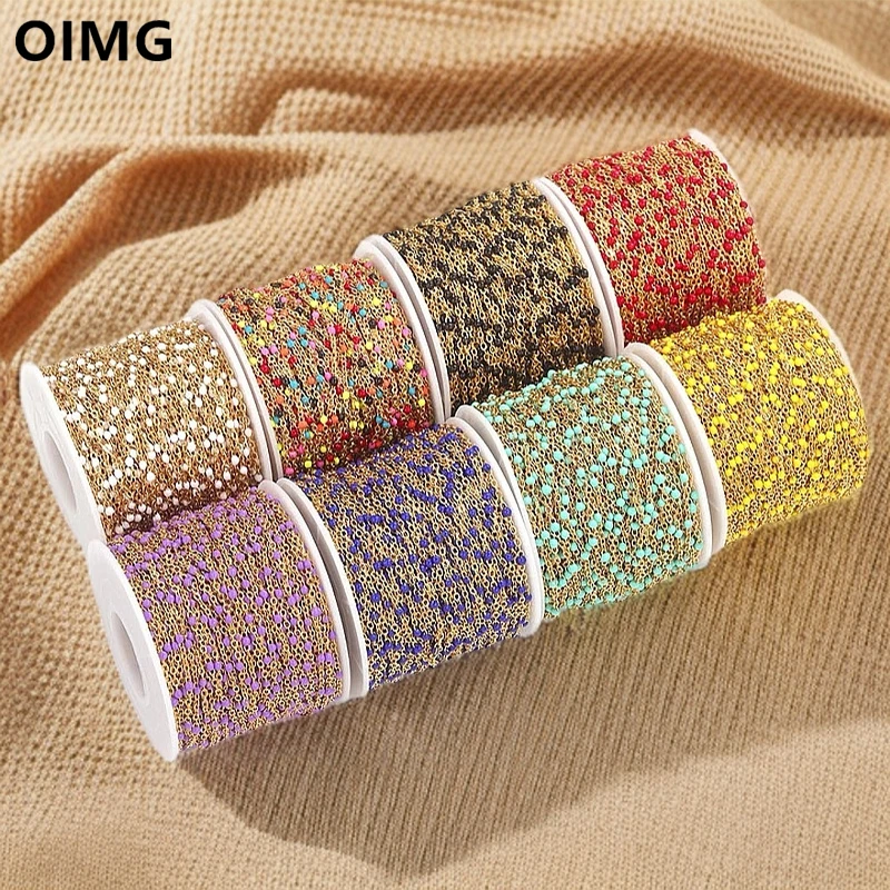 

OIMG 100% нержавеющая сталь 2 метра эмалированные цепочки из бисера плоские ожерелья кабельные цепочки браслеты звенья DIY подарки ювелирные аксессуары