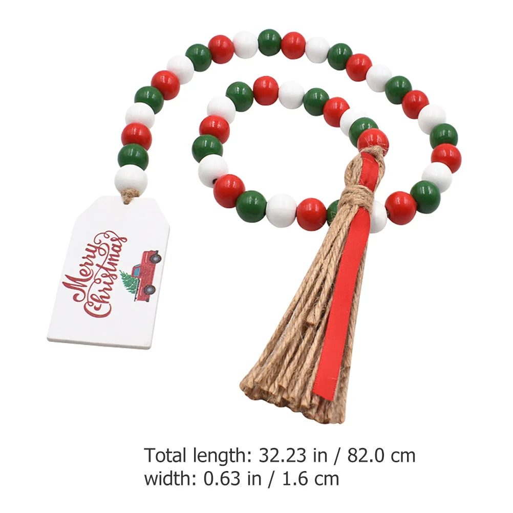 

Hanging Beaded Decoration Wooden Bead Garland with Tassel for Christmas Party Home Wall Decor Farmhouse Door Window