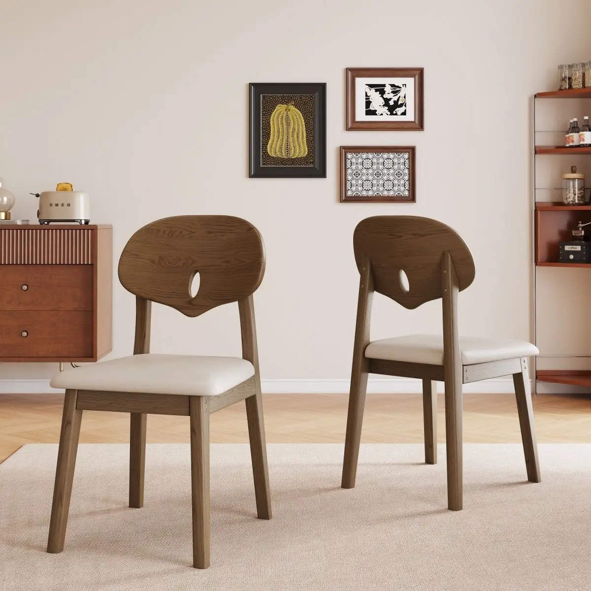 

SAT high-end modern cheap creative wooden foot leather soft seat dining chair restaurant furniture