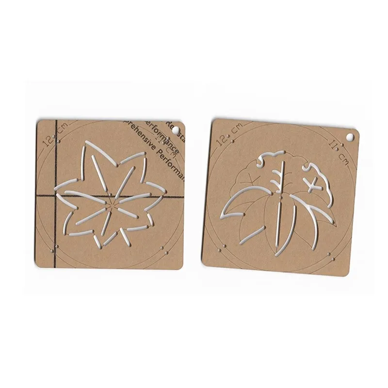 2mm Thick Acrylic Sashiko Ruler - Flower-shaped Embroidery Stencil for Handmade Tea Coasters with Measurement Marks