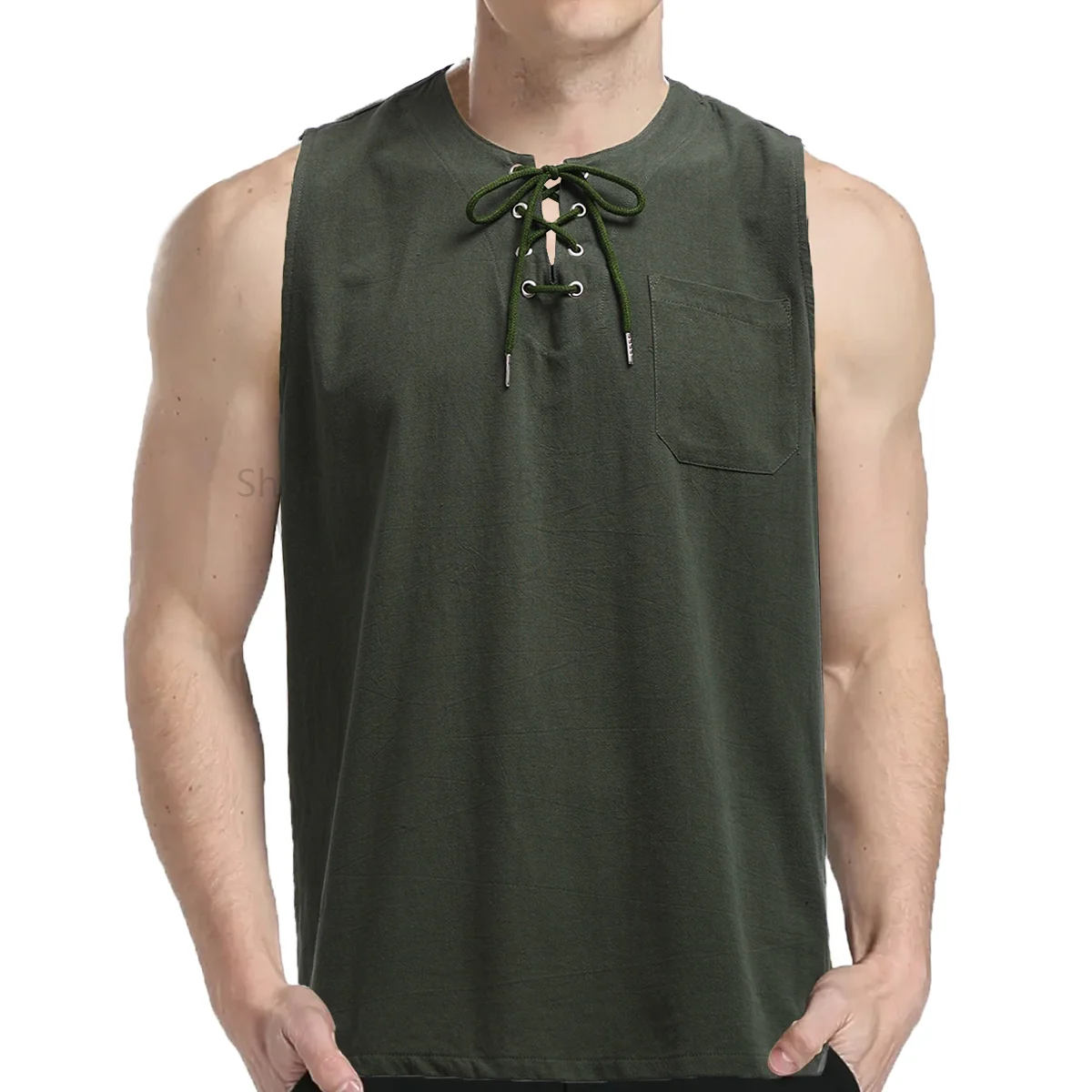 

Men Medieval Tunic Vintage Lace Up Renaissance Roman Shirts Halloween Costume for Adult Viking Pirate Cosplay Tops