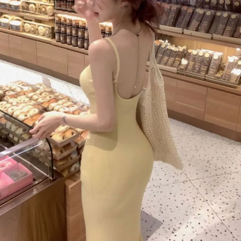 

Aura Elegant Slim Bag Hip Slip Long Dress Female Clothing Solid Color Summer Hotsweet Bow Fashion Backless Waist Basic Dresses