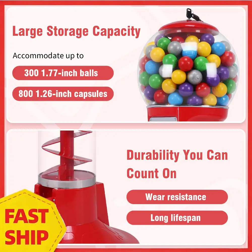 

Big Spiral Gumball Bank with Stand Spiral Vending Machine Large Capacity Mechanical Candy Dispenser for Shopping Mall Decoration