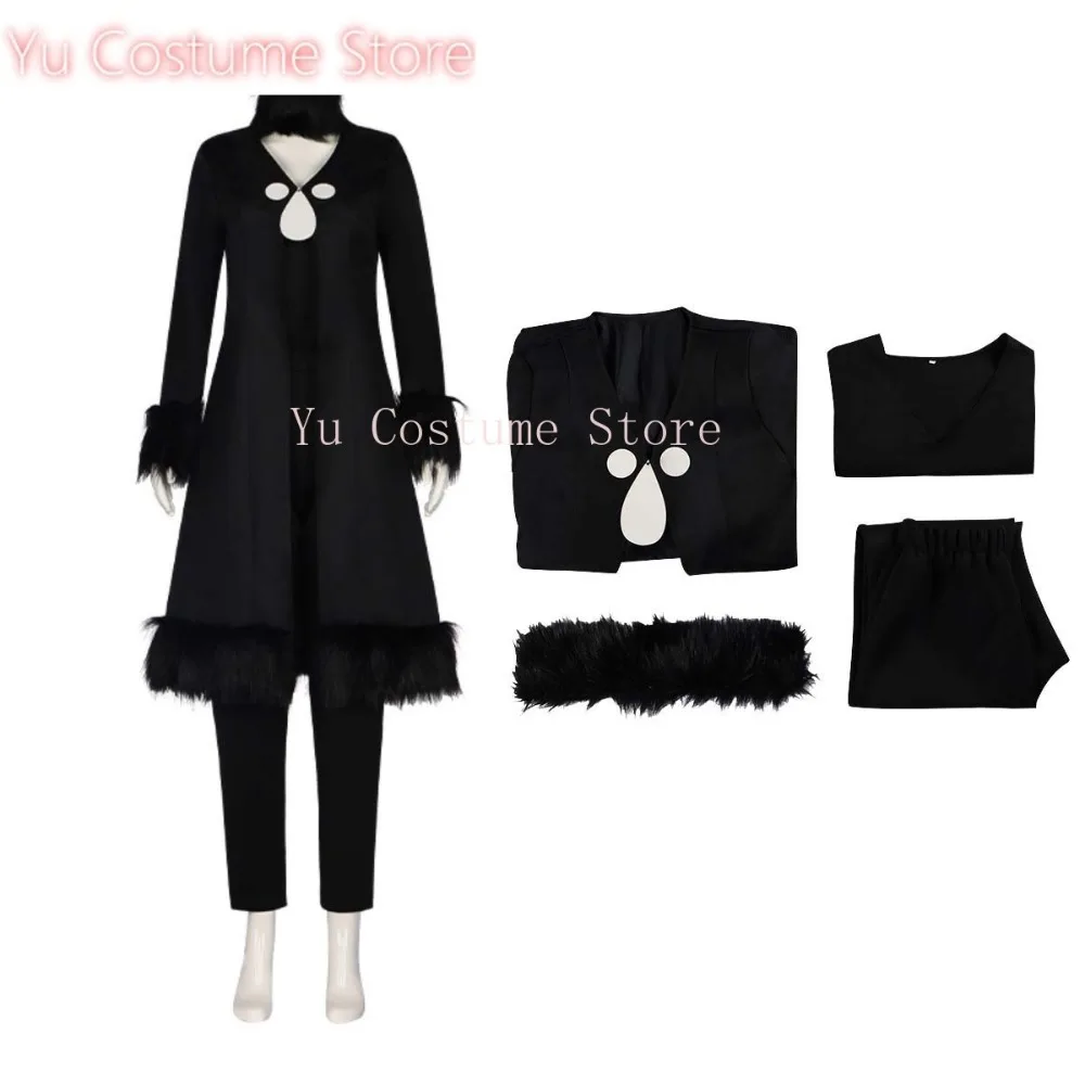 

Game Cynthia Role Playing Women's Costume Anime Halloween Female Sexy Black Long Coat Uniform Props