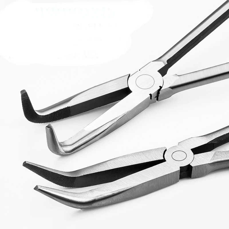 مقبض طويل بوتقة كماشة الكوارتز وعاء ذوبان الذهب لقط أداة طرف منحني 90 ° كماشة الزاوية اليمنى للرأس معدات المجوهرات الذهبية #4