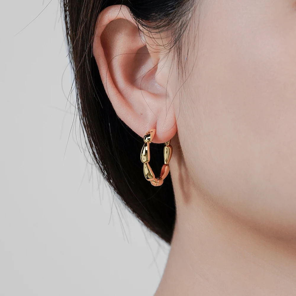 

ENFASHION Aretes Rain Drop Hoop earrings For Women's 18K Gold Plated In Earings Fashion Hight Street Jewelry Birthday E241655