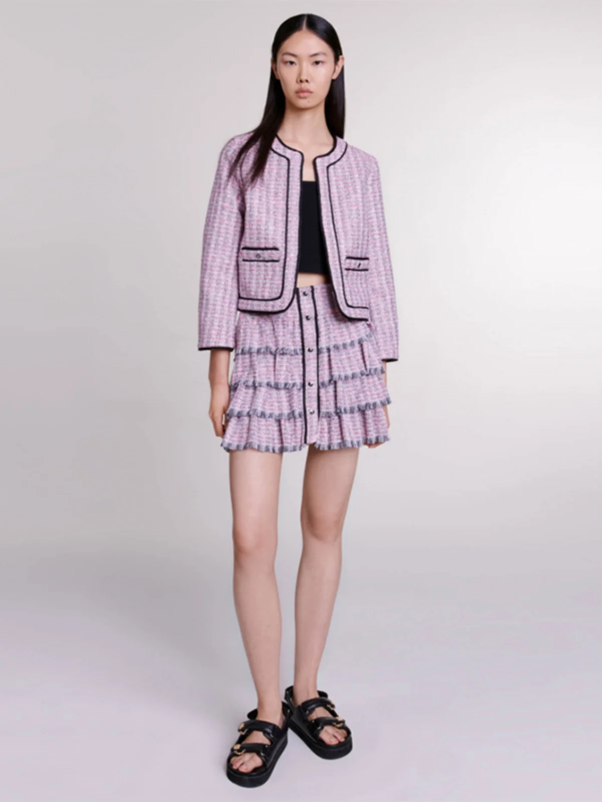 

Новая женская юбка MaSande из тафты с цветочным принтом, высокая талия, многослойная, с оборками, плиссированная, с пуговицами