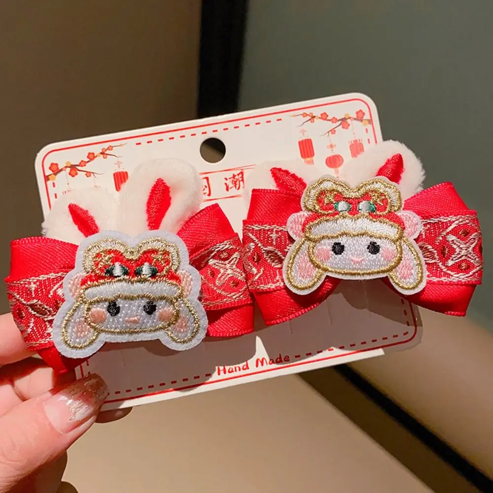 

Милая кисточка, детская красная заколка для волос, кролик, танец льва, китайский Новый год, головной убор, бант, заколка для волос в древнем стиле, заколка для волос с бантом, детская заколка