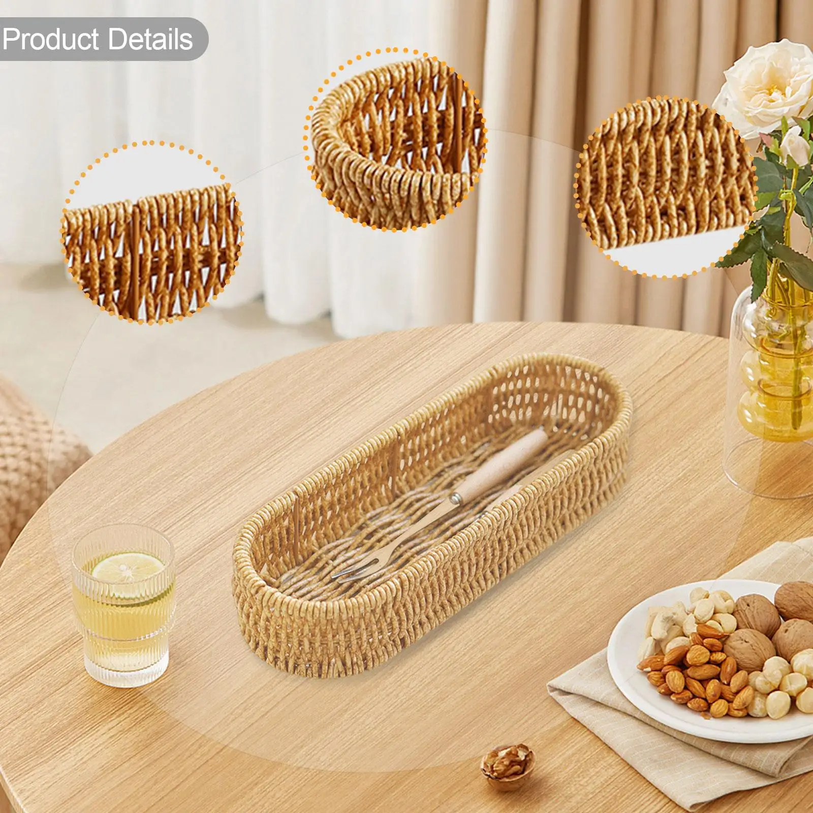 Aufbewahrungskorb, Brot-Aufbewahrungskörbe, gewebte Box, Schlüsselhalter, rechteckiger gewebter Korb für Zuhause, Essen, Servieren, Badezimmer, Regal