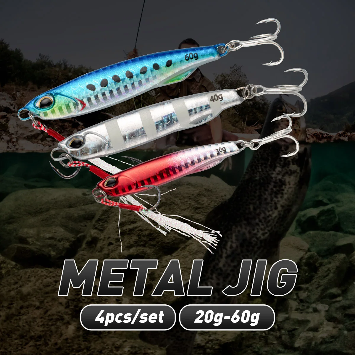 4pcs /lot jigging lure for Fishing lure 20g-60g light jigging lure long casting fishing lure jig lure