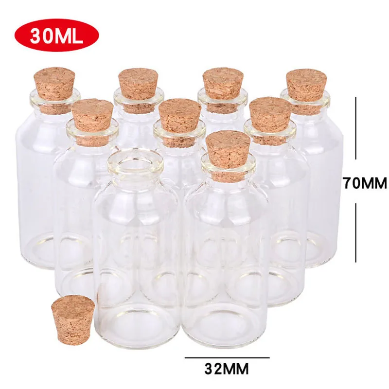 Mini Small Glass Bottles 30 ML Glass Bottles with Cork Stoppers , for Wedding Favors, Crafts Home Decorations