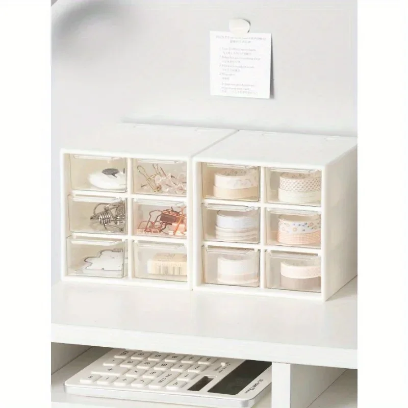 

3pcsDust-Proof Desk Tidying Box Students Dust-Proof Girl Earrings Lipstick Transparent Drawer-Type 6 Palace Box