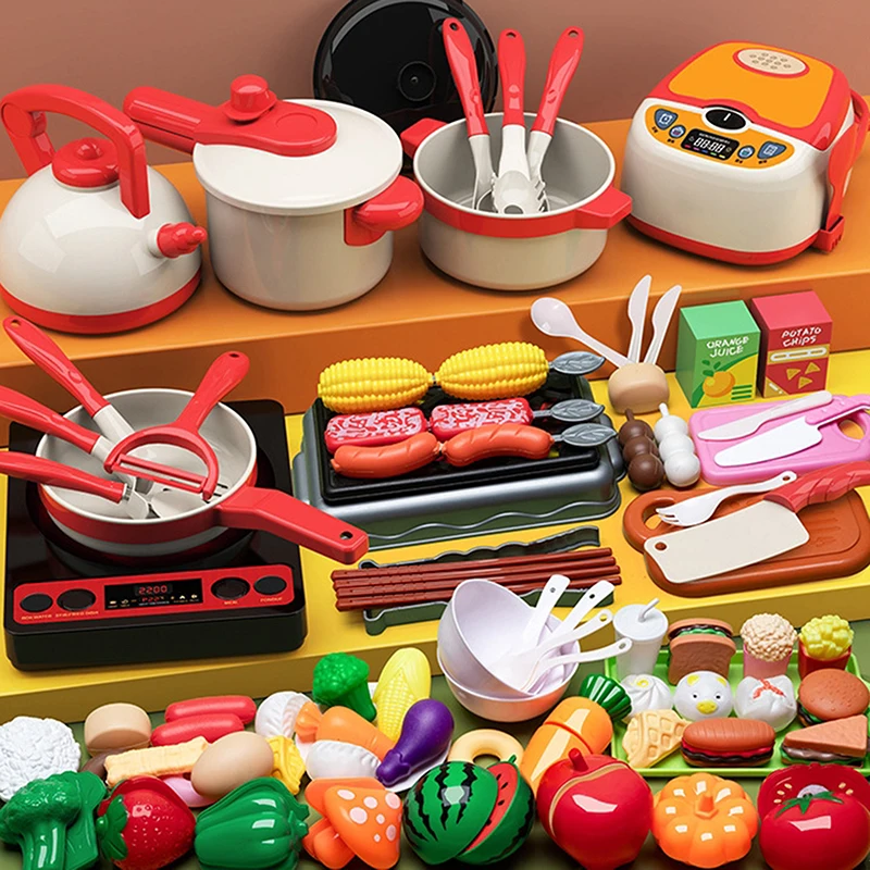 Kids Pretend Kitchen Toy Set; Fruit and Vegetable Cutting Play Food; Best Engaging Gift for Toddlers & Young Children