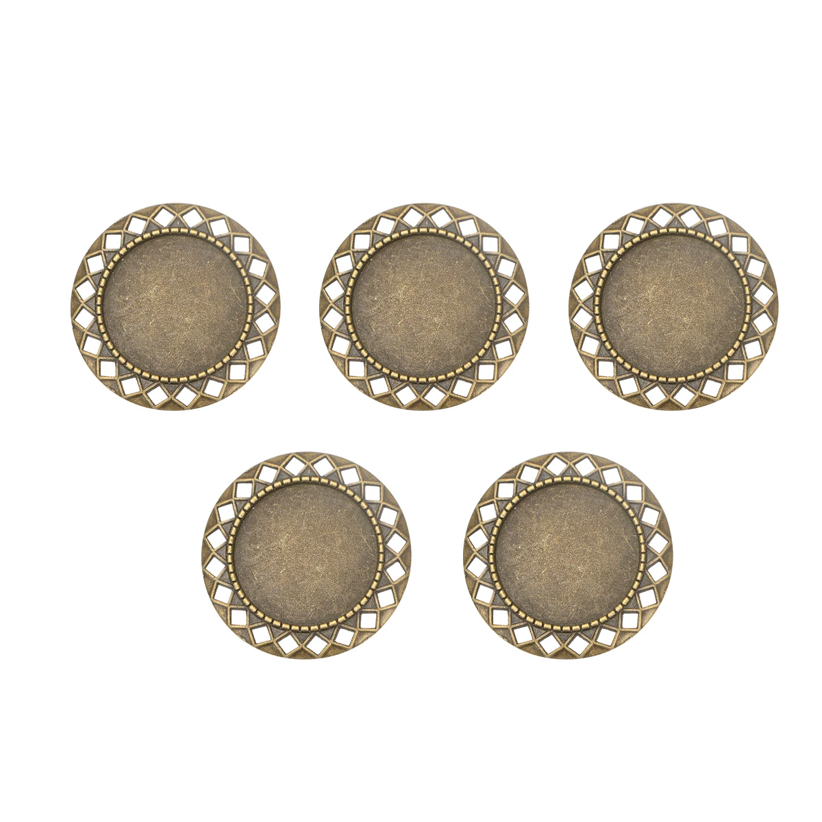 

5pcs 25Mm Alloy Jewelry Accessories Hollow Round Brooch Bezel Diy Time Base Tray Durable Rustproof Metal Resin Cameo Bracelet