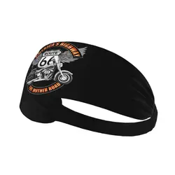 Custom Americas Highway Route 66 Sweatband Women Men Moisture Wicking USA Highway Gym Headband for Yoga