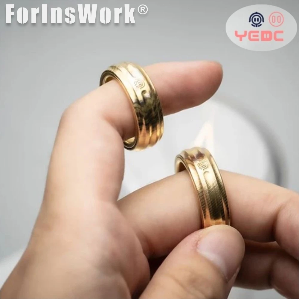 

YEDC Mokume Wood Grain Gold EDC Fidget Toy Finger Spinner Металлические игрушки-непоседы
