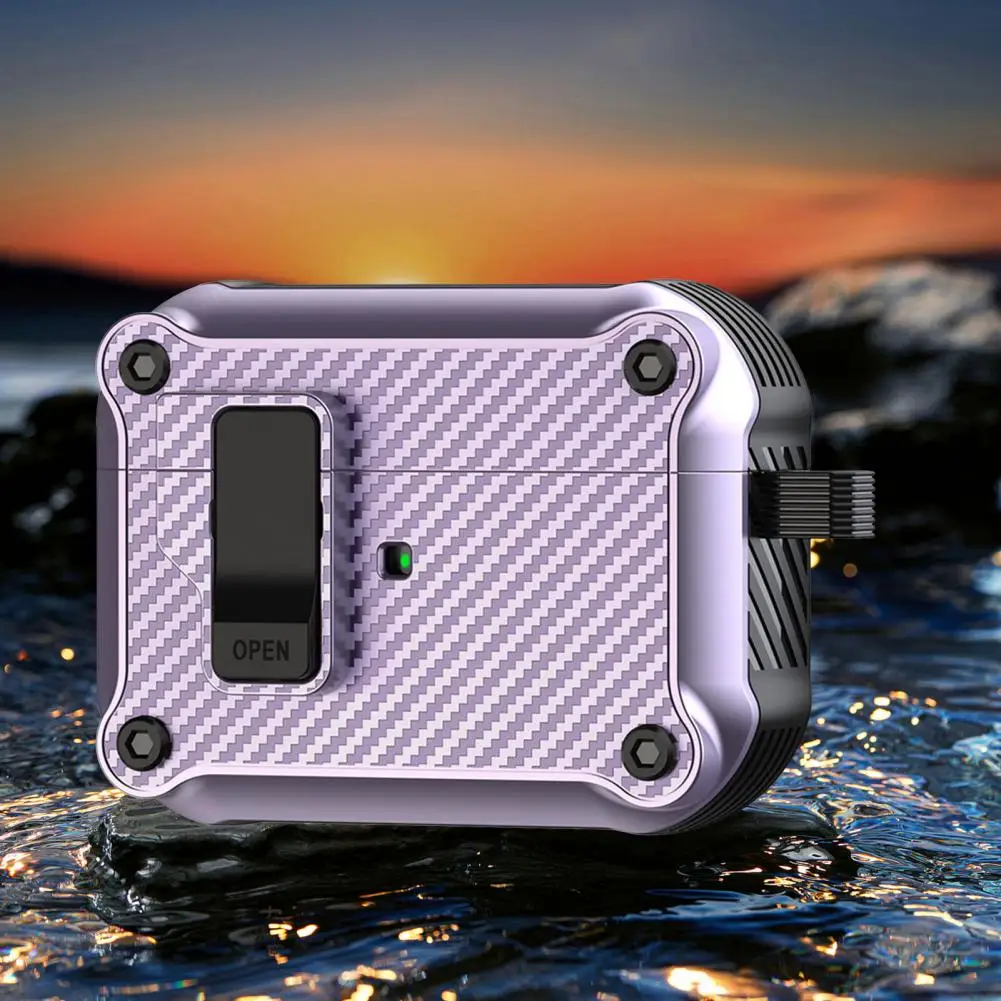 Headphone Storage Case with Switch Lock Headphone Case with Dual Material Wireless Charging Shock proof for Airpods