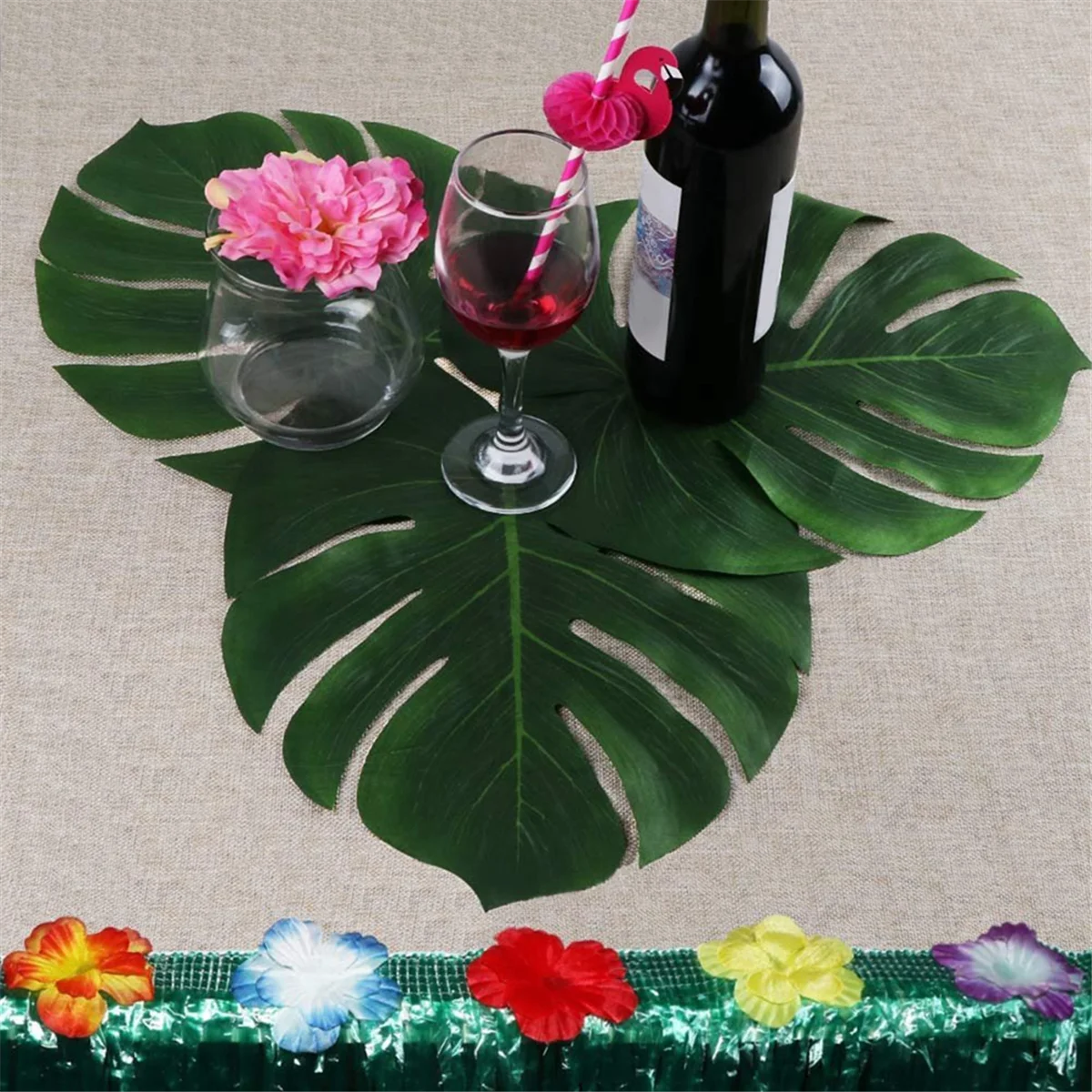 

Artificial Tropical Palm Leaves Jungle Party Decoration Animal Summer Hawaiian Wedding Home Table Decor S