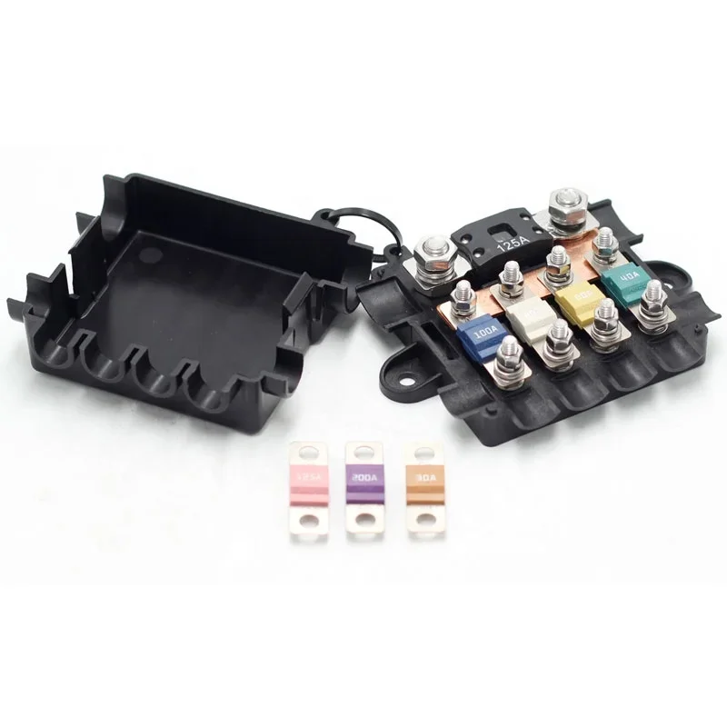 12v  24v 5ways Fuse Box with Bus Bar HEAVY DUTY Power Distribution Fuse Box Block Mega & Midi Fuses Holder