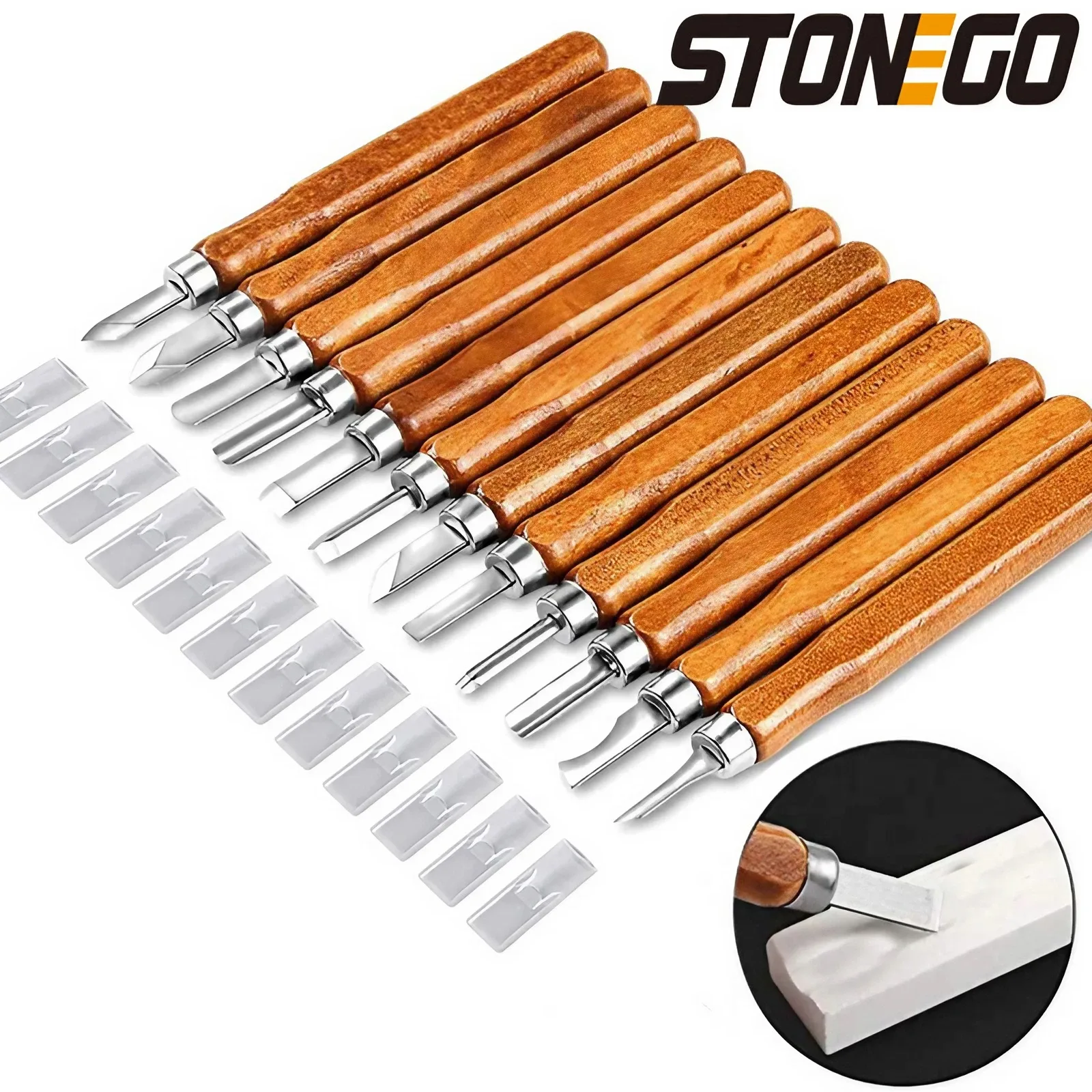 STONEGO Wood Carving Chisels Wood Carving Tools Woodworking Engraving Olive Knife Craft Knife Tool Set