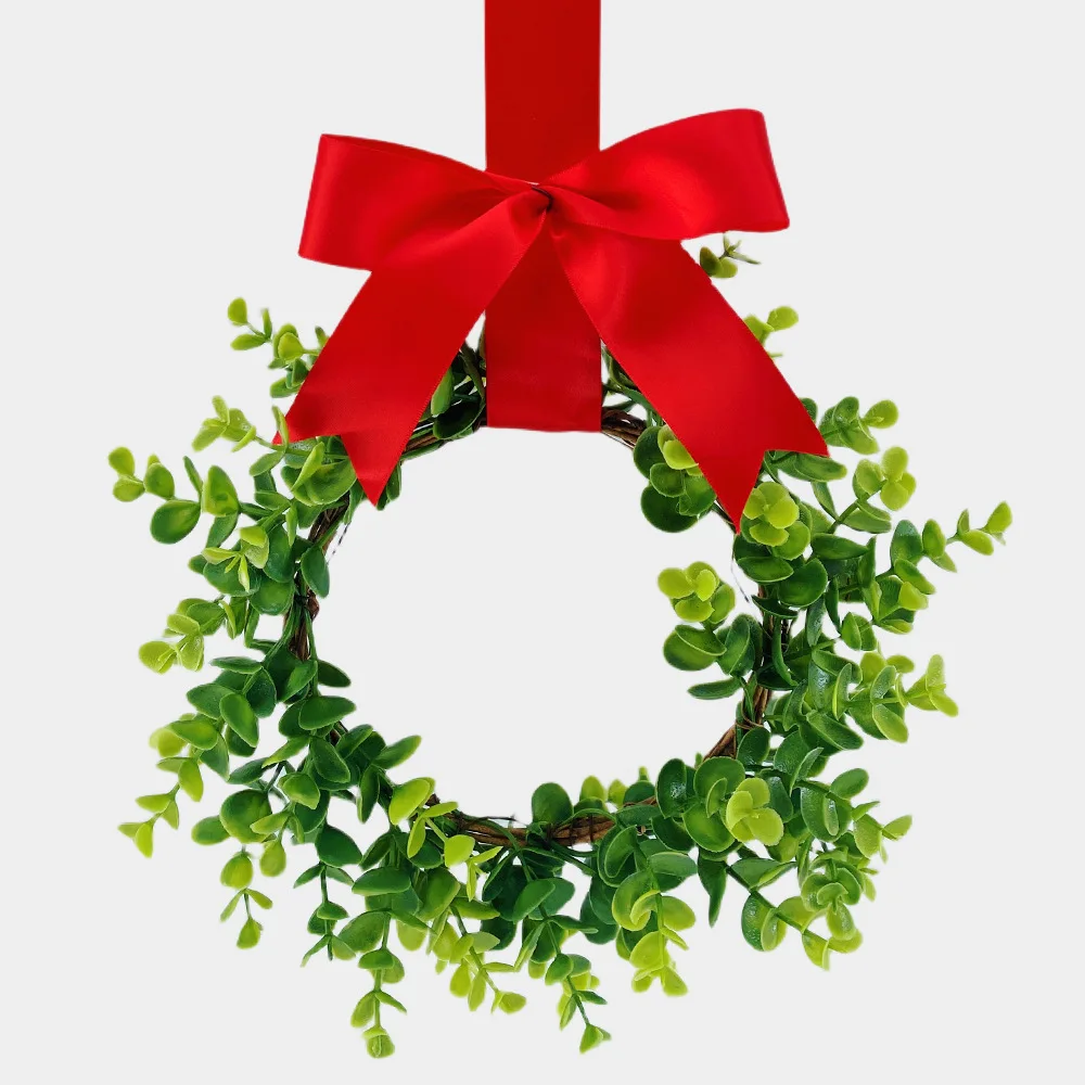 

Artificial money, leaf linen, bow, flower wreath, porch, rural Christmas, farmhouse, home window wall decoration, in stock