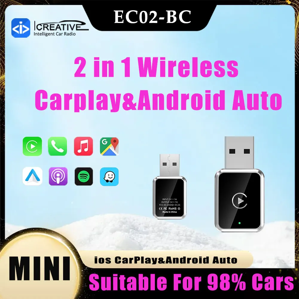 

Новый 2в1 Carplay Ai Box беспроводной адаптер CarPlay Android Auto Smart Dongle Plug and Play для iPhone и Android проводной Car Play