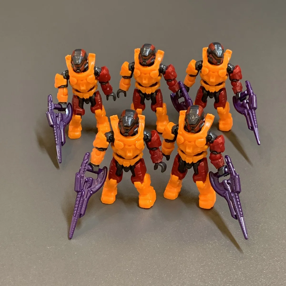 Mega Construx Fiesta UNSC Spartan 5pcs Micro Action Figures Anubis Hermes with combat accessories Orange Building Toys for Boys