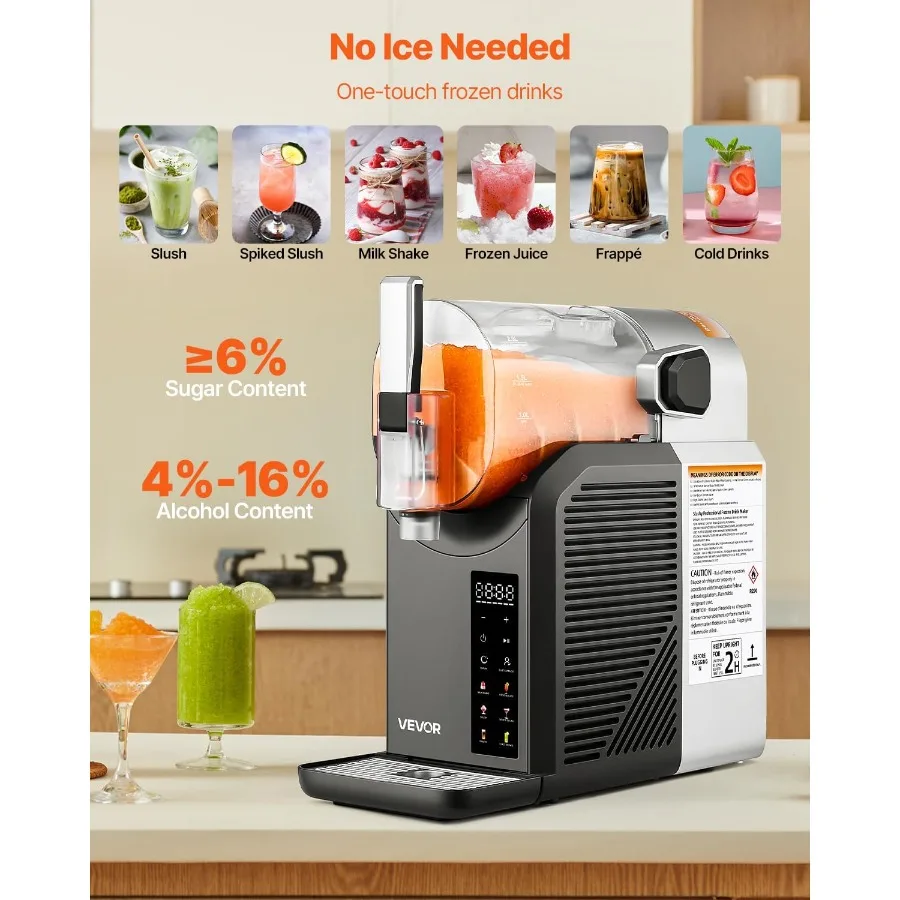Slushie Machine 2L 68oz No Ice Needed Slushy Machine per la casa Frozen Drink Maker con 6 programmi preimpostati Macchina Margarita con