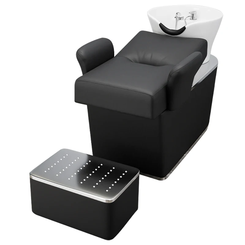 Light luxury hair salon ceramic basin shampoo bed salon special Internet celebrity trendy barber shop semi-reclining