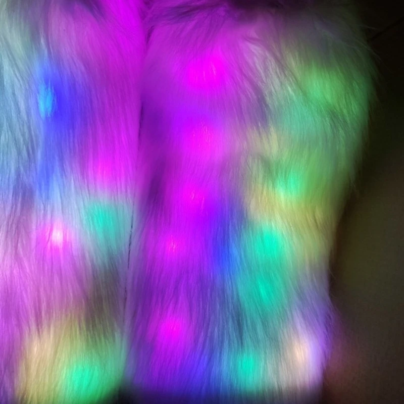 ผู้หญิงความงามขาอุ่นฤดูหนาวญี่ปุ่น LED Light Up Fuzzy Plush Boot Cuffs