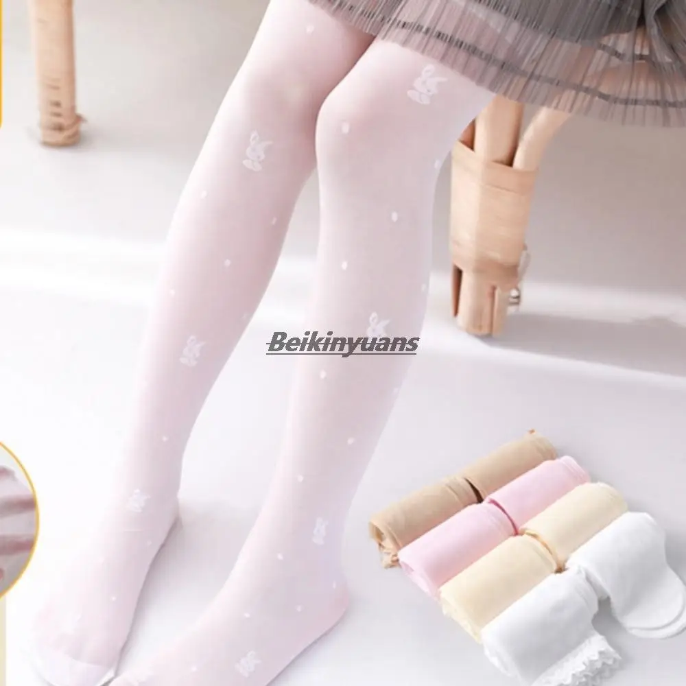 Kids tights socks thin girls leggings students during summer prevent hook silk lace flower border mosquito pants