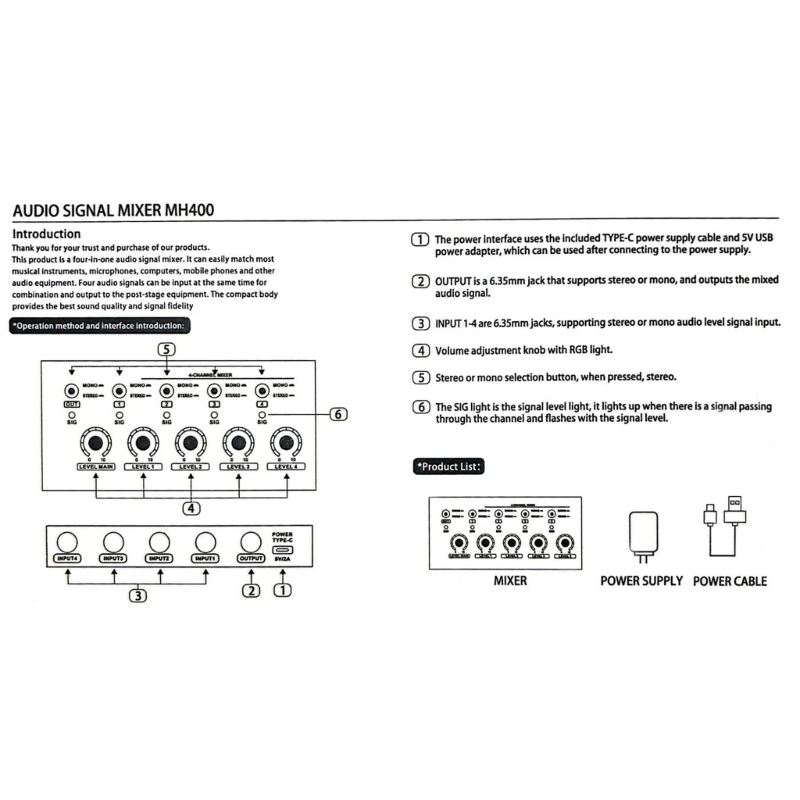 Mixer Mini Low Noise Sound Mixer Ultra-Compact Professional Mixer Sound Mixer Signal Amplifier Small Mixer