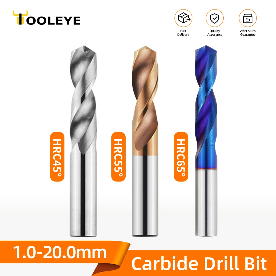 Tooleye Carbide Drill Bits Hard Metal Drills Tungsten Steel Twist Drill Bit For Metalworking CNC Lathe Drilling Tools 1.0-20.0mm