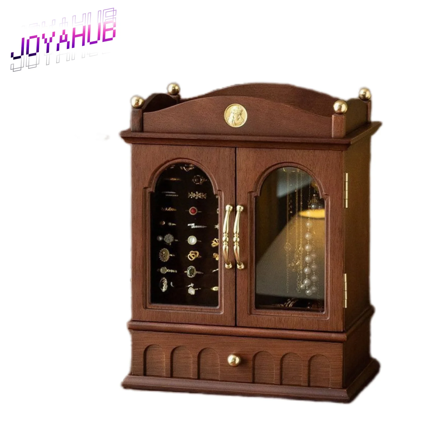 

Индивидуальный логотип, деревянная высококачественная шкатулка для драгоценностей в стиле ретро, коробка для хранения в античном стиле, изысканные аксессуары для подарка на день рождения и свадьбу