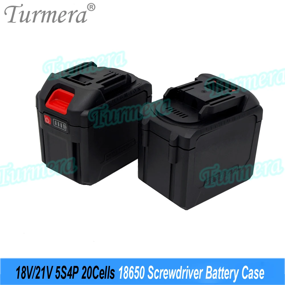 Turmera 18V 21V Screwdriver Battery Case 5S4P 20X 18650 Holder 5S 50A BMS Weld Nickel Charger for 6Ah to 14Ah Electric Drill Use