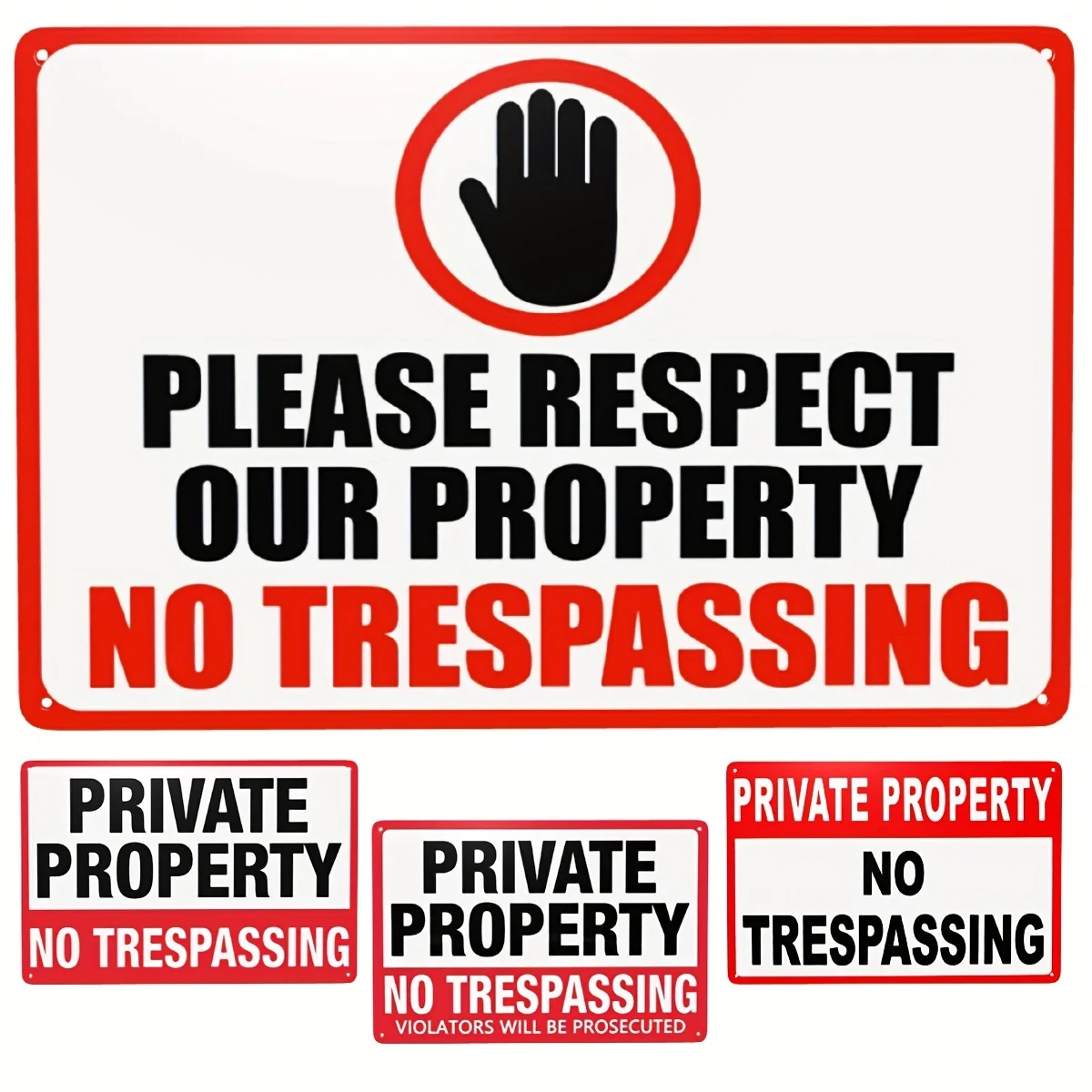 2027 Private Property No Trespassing Stop Hand Symbol Metal Tin Sign Vintage Wall Decor For Yard Gate Fence Farm Home
