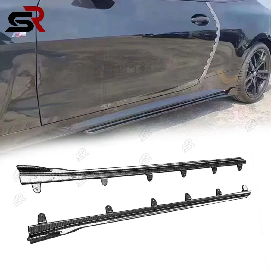 For BMW 4 Series G22 G23 Carbon Fiber Side Skirt Splitter Winglet Skirt Panel Side Door Conversion Body Kit Auto Accessories