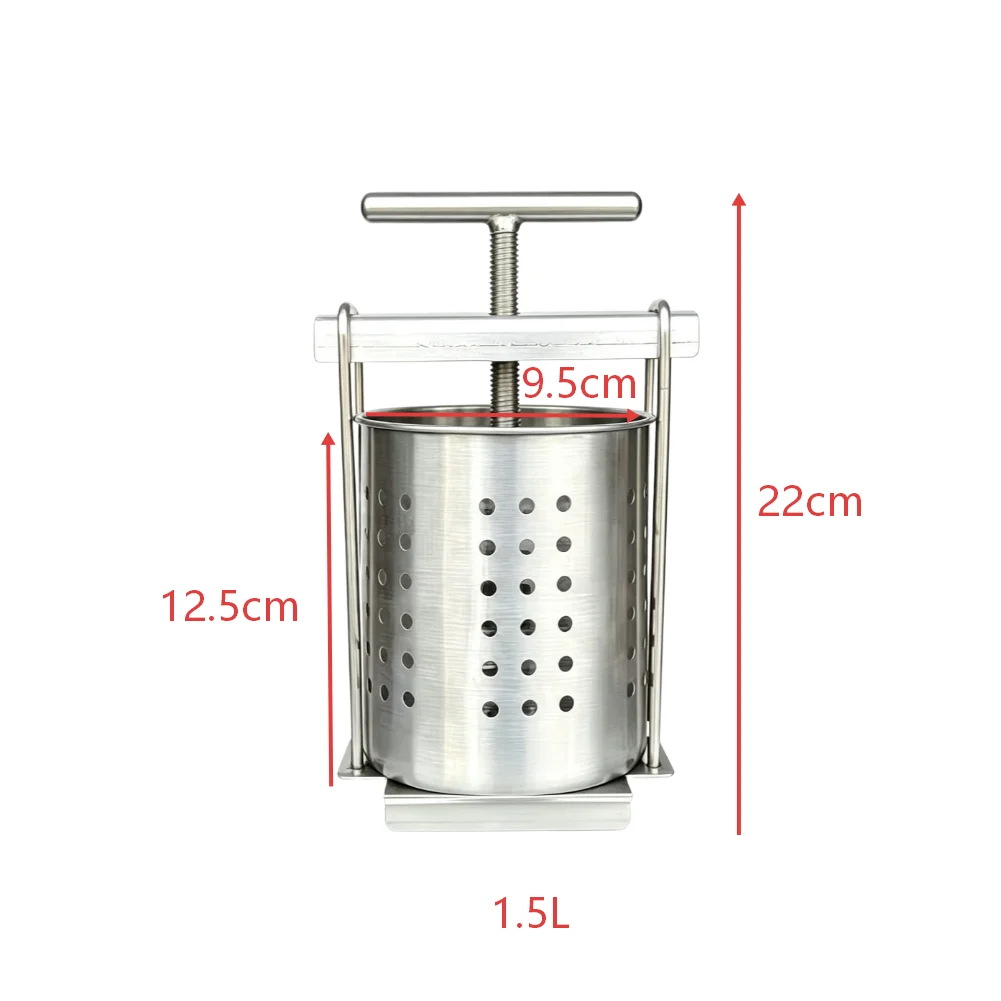 Stainless Steel Manual Vegetable Juicer for Removing Water from Greens and Extracting Honey 1.5L 2.5L Capacity