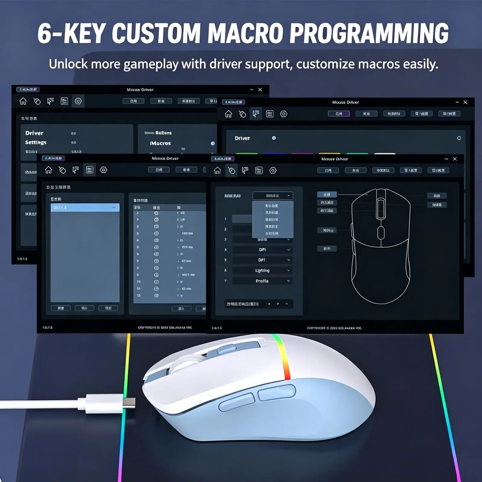Tri Mode Bluetooth 5.1 Ergonomic Macro Programming Mouse 76g Lightweight E-Sports Gamer 2.4G Wireless RGB Optical Computer Mice