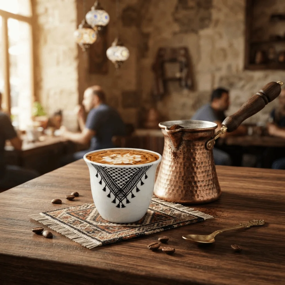 6 Piece Household Ceramic Turkish Coffee Cup 70 ML Vintage Espresso Cup Middle Eastern Style Mini Tea Cup Office