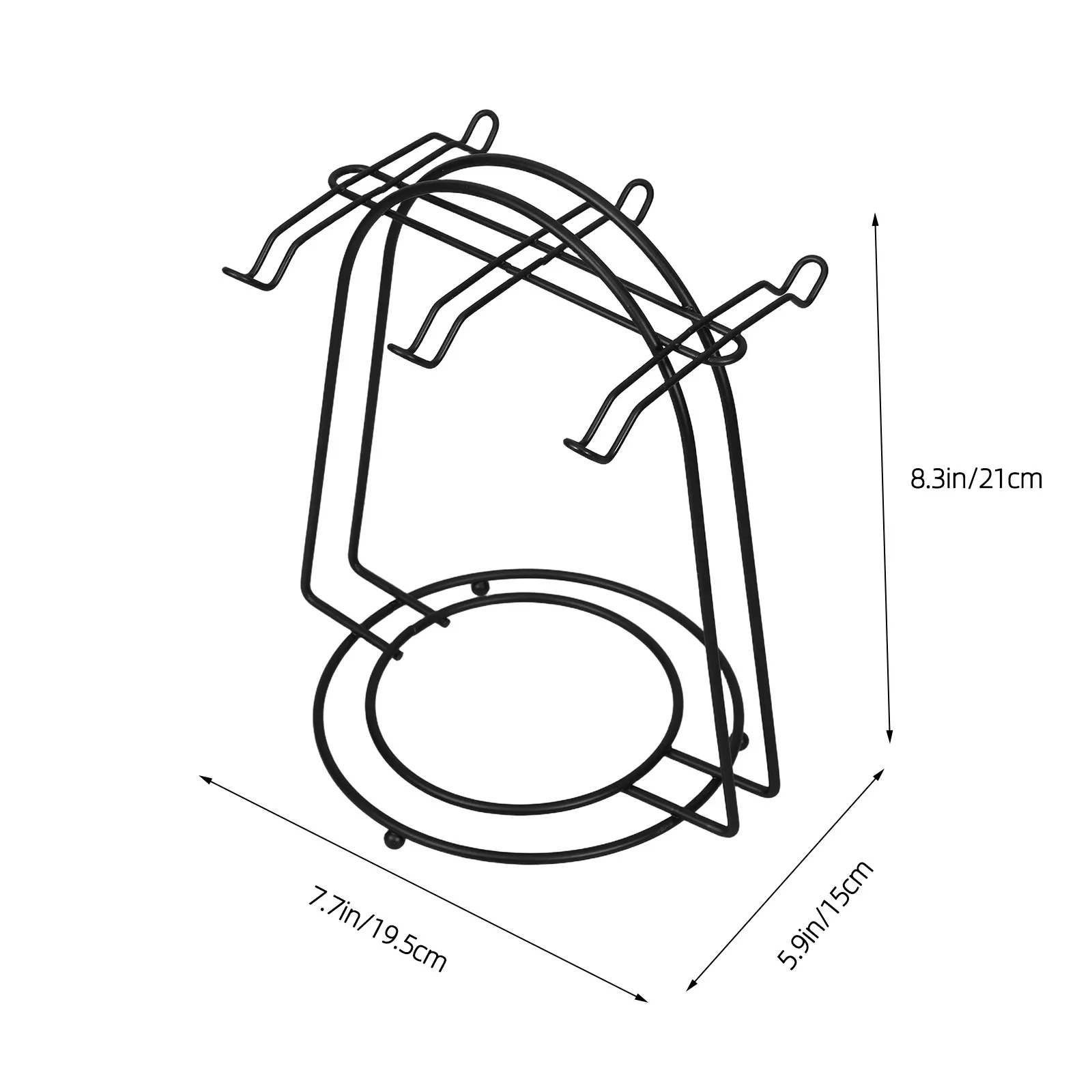 Black Metal Coffee Cup Saucer Holder Arch Stand 6 Hooks Stable Base Kitchen Mug Rack Plate Display Organizer Coffee Mug Rack