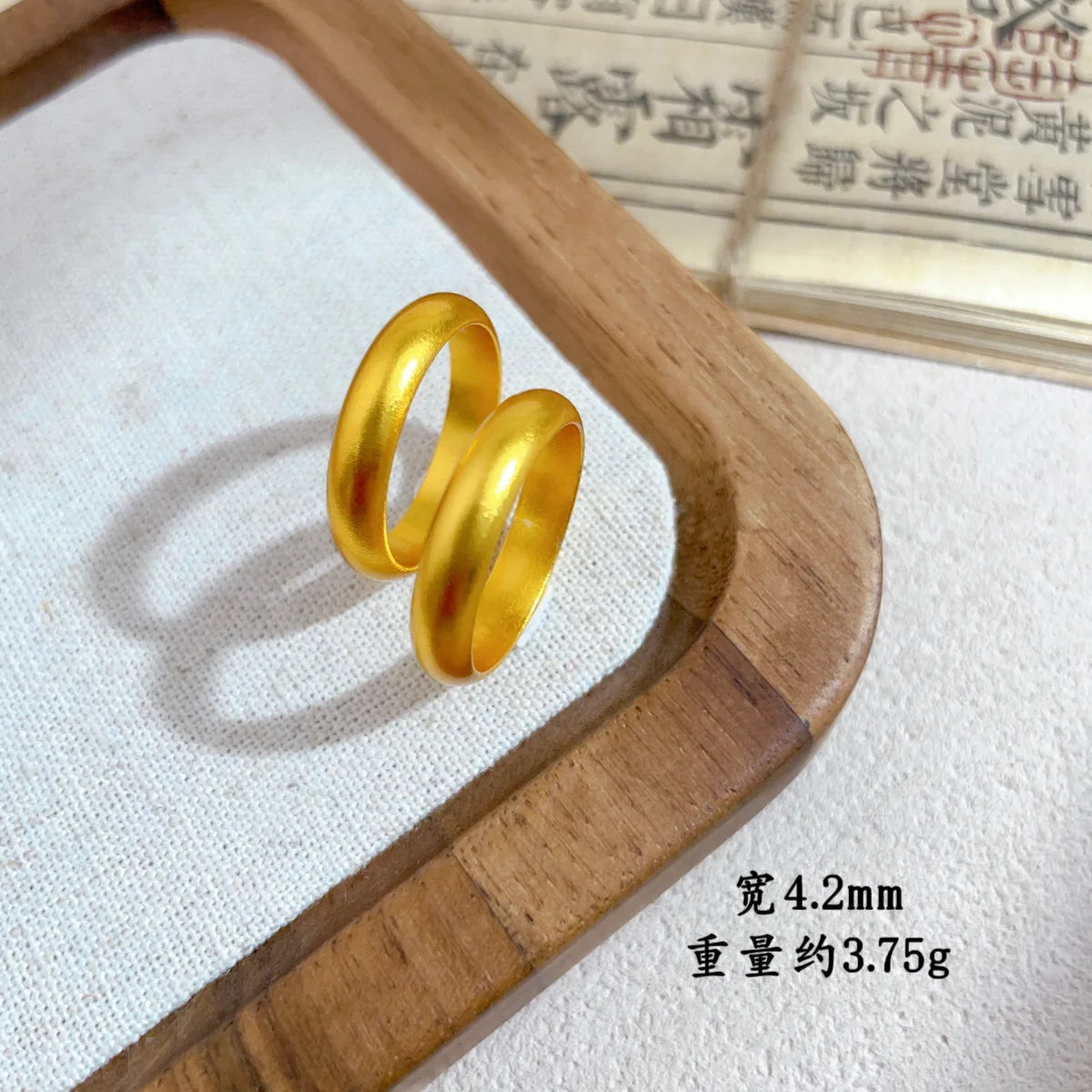 Wide Matte Ring Women's 24K Gold AU999 - Pure gold matte wide ring band, gentle finish, amazing birthday surprise
