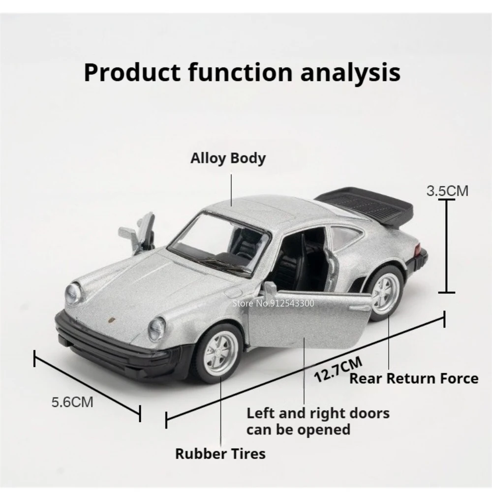 1:36 Scale 911 Turbo M4 CSL Car Model Toy Doors Opened Alloy Body Models Pull Back Rubber Tires Vehicle Bedrooom Decorantions