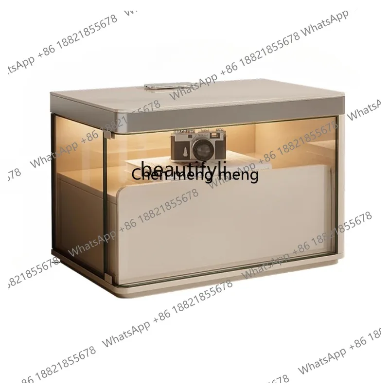 

Italian minimalist bedside table smart glass modern minimalist light luxury master bedroom bedside table new