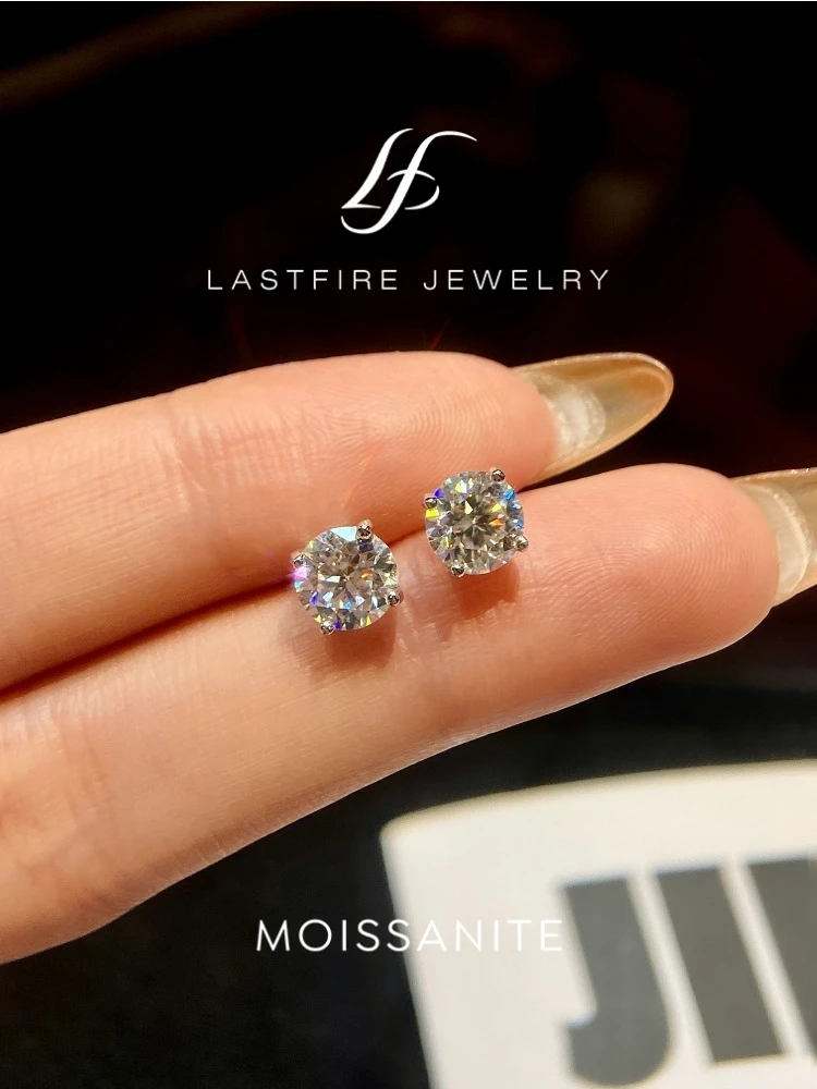 0.1CT-2CT D Color Lab Created Diamond Certified Moissanite Stud Earrings for Woman Gift 925 Sterling Silver Wedding Jewelry