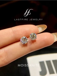 0.1CT-2CT D Color Lab Created Diamond Certified Moissanite Stud Earrings for Woman Gift 925 Sterling Silver Wedding Jewelry