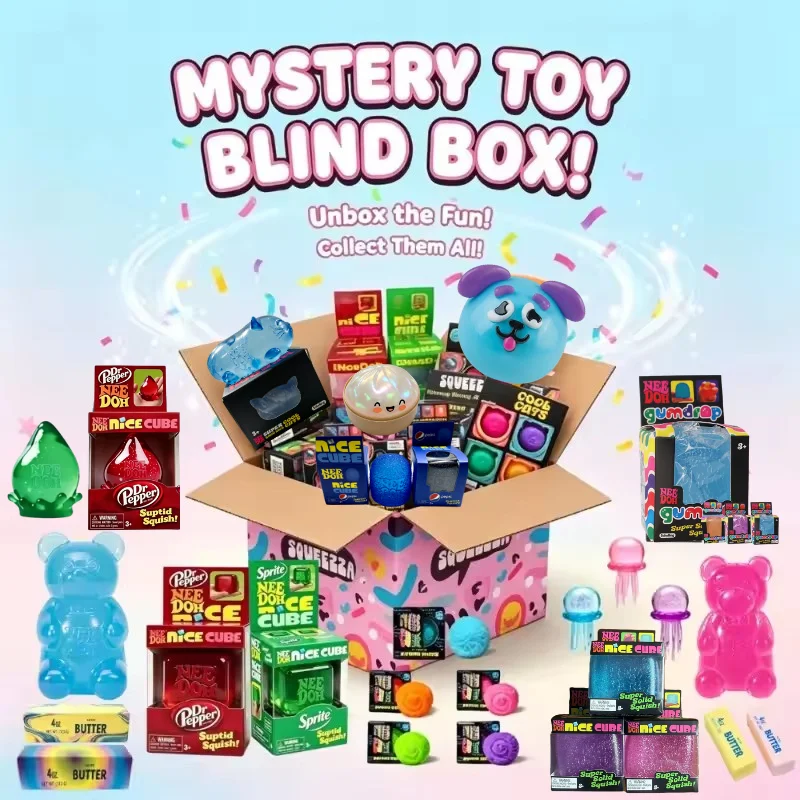 Assorted Blind Box Surprise Toys, Soft SqueezeToys Featuring Nice Cube, Jellyfish, Stress Relief Sensory Play Toy Surprise Gift - view 3