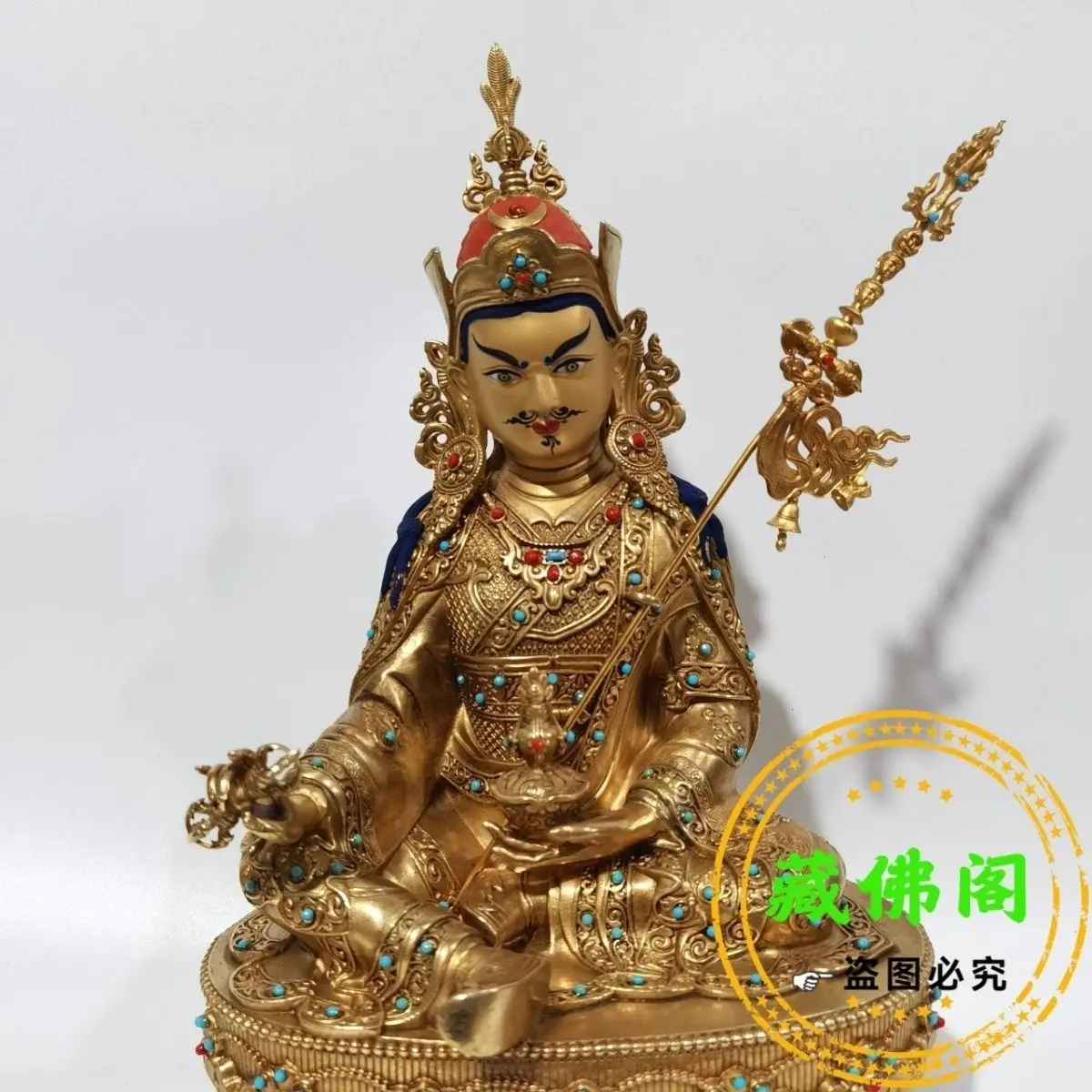 Seven-inch Lotus Peanut Statue Pure Copper Seiko Tibetan Gold-plated Buddha Statue Home Decoration Buddhist Hall Living Room Dec