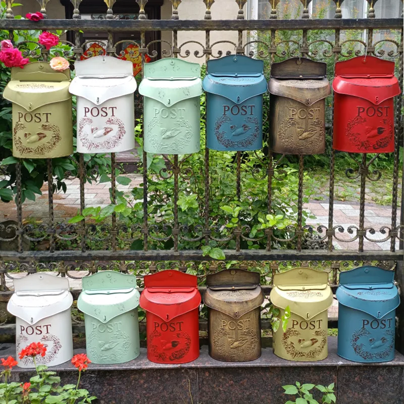 Rustic Wall-Mounted Mailbox Vintage Do Old Post Box Decorative Suggestion Box for Garden Antique Wall Decor with Garden Grocery